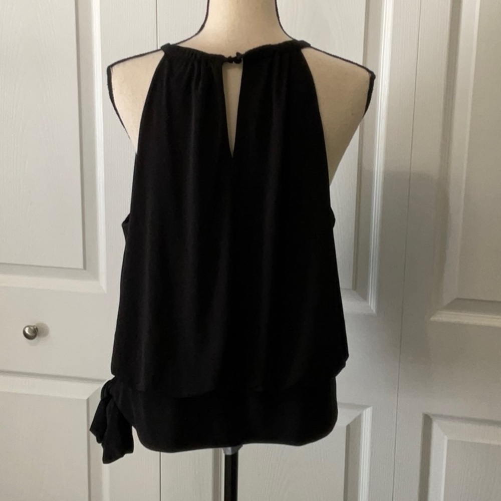 NWOT INC Women’s Lined Sleeveless Top, XL, Black, side tie at waist - Picture 3 of 8